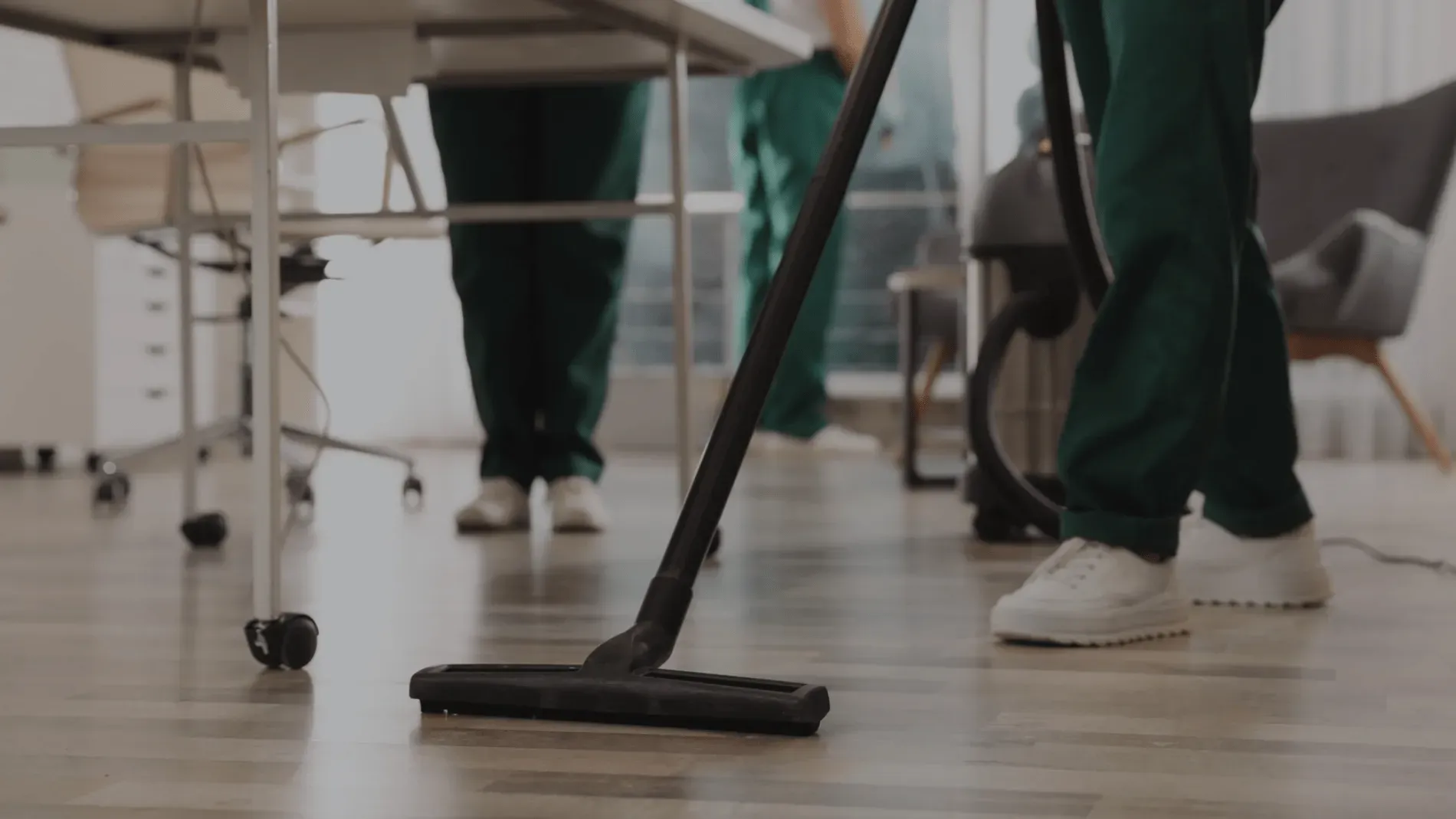 Commercial cleaning in progress
